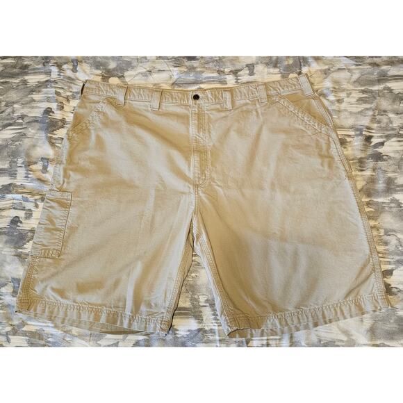 CARHARTT B147 Tan CARPENTER Cargo SHORTS Khaki Men's size 50 Original Fit Cotton - Picture 1 of 7